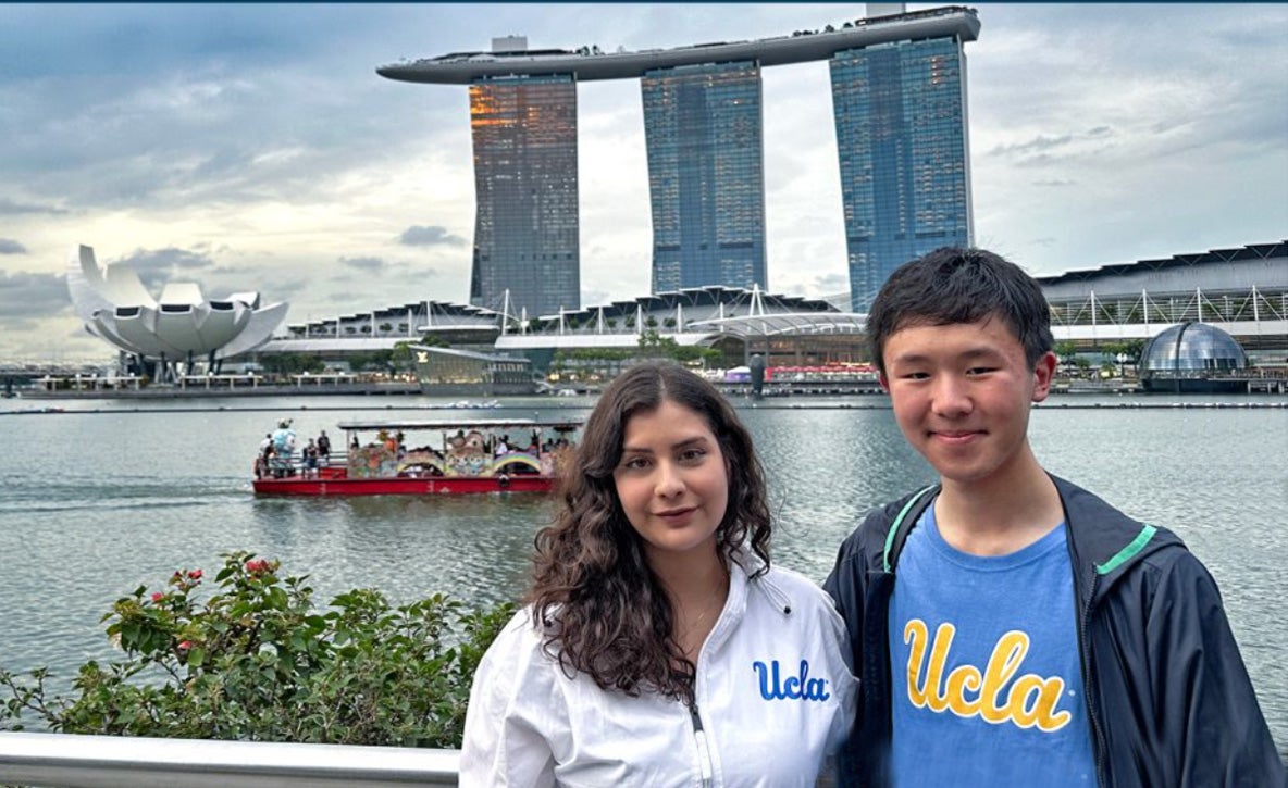 Two UCLA students studying abroad in Singapore.